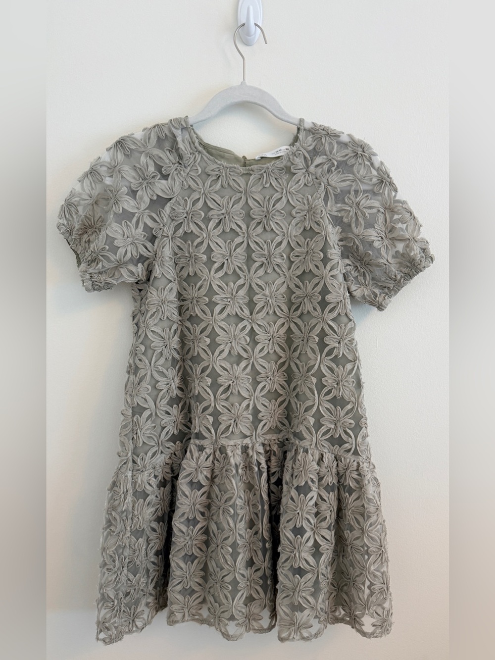 Zara Sage Green Floral Soutache Dress. Size::11-12